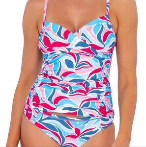 Sunsets Making Waves Simone Tankini Top  L - NWT